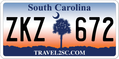 SC license plate ZKZ672