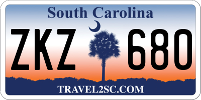 SC license plate ZKZ680