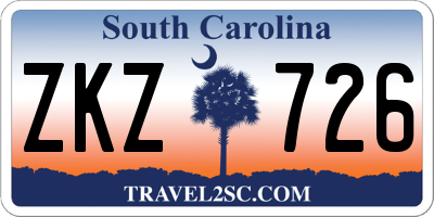 SC license plate ZKZ726