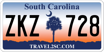 SC license plate ZKZ728