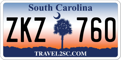 SC license plate ZKZ760