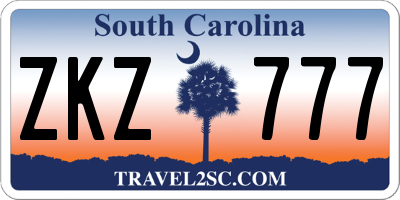 SC license plate ZKZ777
