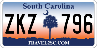 SC license plate ZKZ796