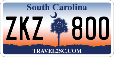 SC license plate ZKZ800