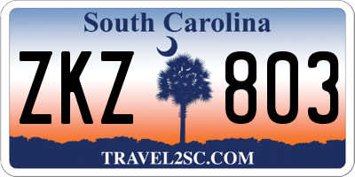 SC license plate ZKZ803