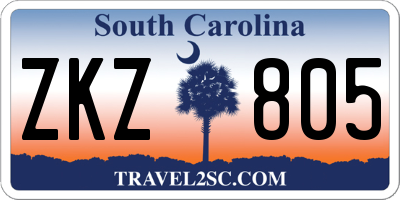 SC license plate ZKZ805