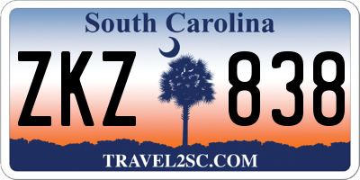SC license plate ZKZ838