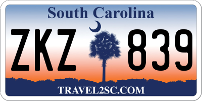 SC license plate ZKZ839