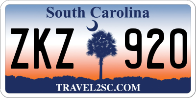 SC license plate ZKZ920