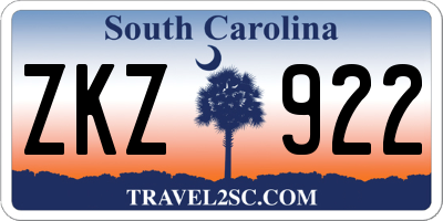 SC license plate ZKZ922