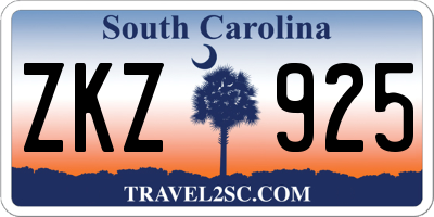 SC license plate ZKZ925