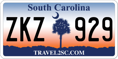 SC license plate ZKZ929
