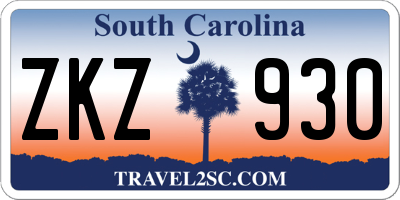 SC license plate ZKZ930