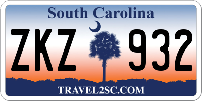 SC license plate ZKZ932