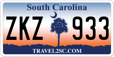 SC license plate ZKZ933