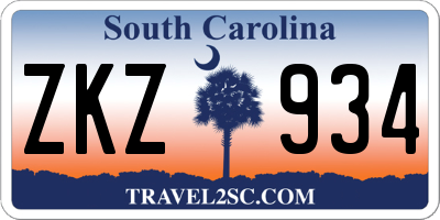 SC license plate ZKZ934