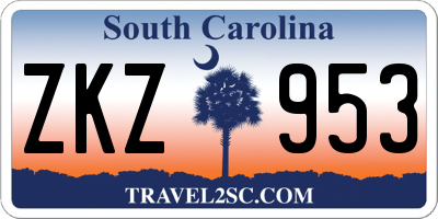 SC license plate ZKZ953