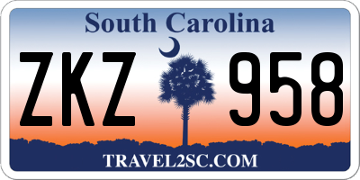 SC license plate ZKZ958