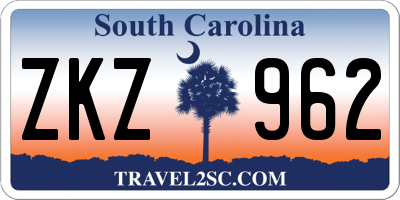 SC license plate ZKZ962