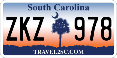 SC license plate ZKZ978