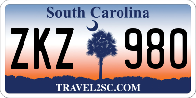 SC license plate ZKZ980