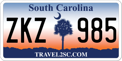SC license plate ZKZ985