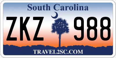 SC license plate ZKZ988
