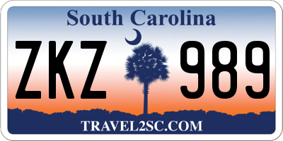 SC license plate ZKZ989