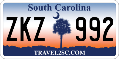 SC license plate ZKZ992