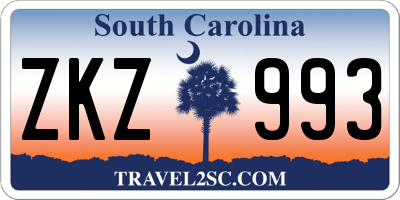 SC license plate ZKZ993