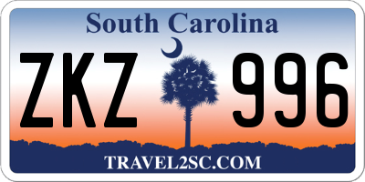 SC license plate ZKZ996
