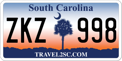 SC license plate ZKZ998