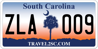 SC license plate ZLA009
