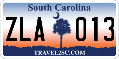 SC license plate ZLA013