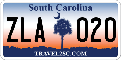 SC license plate ZLA020