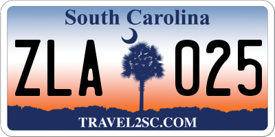 SC license plate ZLA025