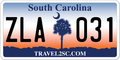 SC license plate ZLA031