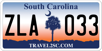 SC license plate ZLA033