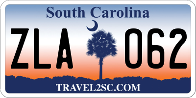 SC license plate ZLA062