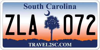 SC license plate ZLA072
