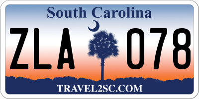 SC license plate ZLA078