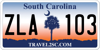 SC license plate ZLA103
