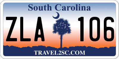 SC license plate ZLA106