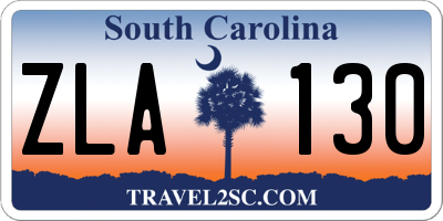 SC license plate ZLA130