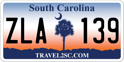 SC license plate ZLA139