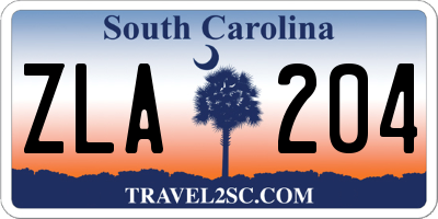 SC license plate ZLA204
