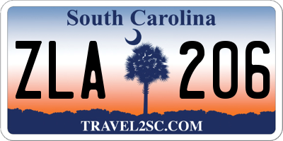 SC license plate ZLA206