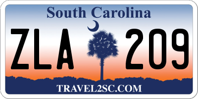 SC license plate ZLA209