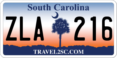SC license plate ZLA216