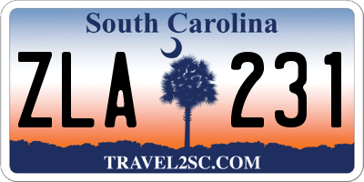 SC license plate ZLA231